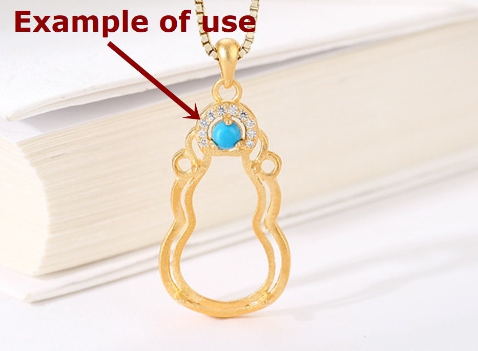 Gift Bag Base Pendant Setting Bezel Sterling Silver Rose Gold Fine 925 3 mm For Two Stones Gemstones Four Prongs DIY Jewelry Wholesale