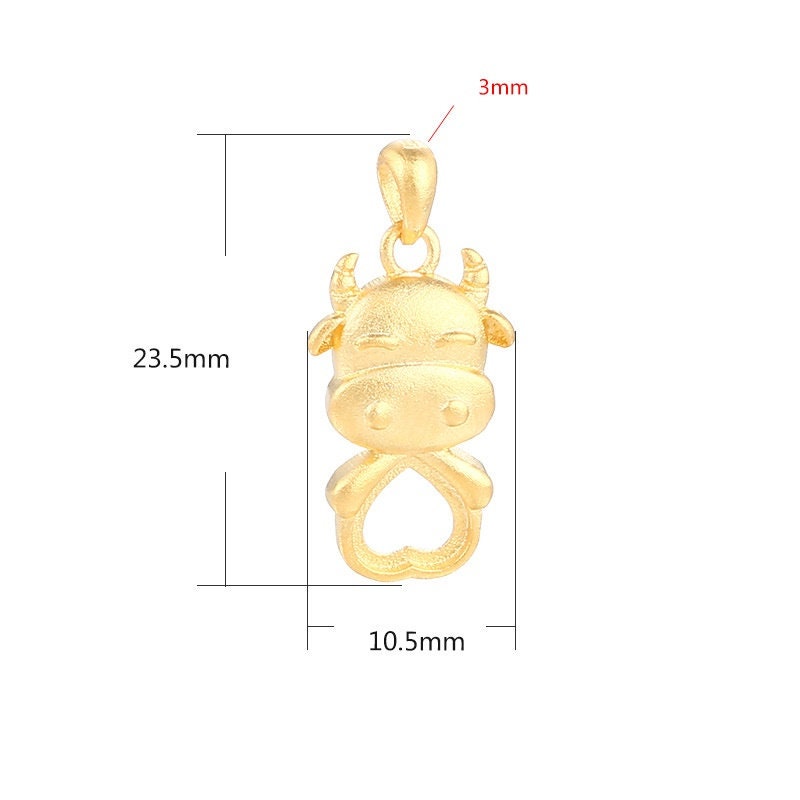 Funny Cow Heart Base Pendant Setting Bulk Sterling Silver Gold Crystals Fine 925 5x6mm For One Stone No Prongs DIY Jewelry Wholesale