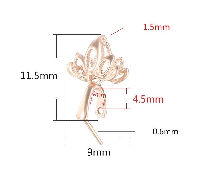 Blank Pendant Setting 18k Gold Vermeil Sterling Silver Flower Leaf Buckle Clip 925 4x4.5mm One Stone No Prongs DIY Jewelry Wholesale