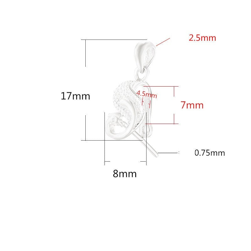 Bird Peacock Buckle Clip Pendant Setting Sterling Silver Rose Gold Fine 925 4.5x7mm For One Stone Gemstone No Prongs DIY Jewelry Wholesale