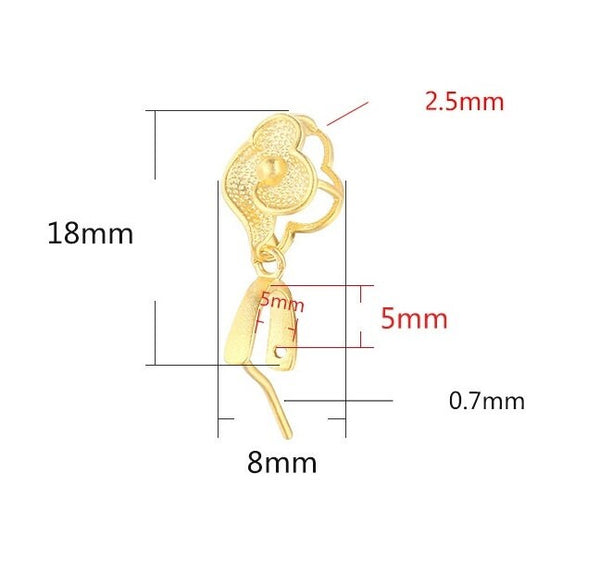 Blank Pendant Setting 18k Gold Vermeil Sterling Silver Flower Rose Buckle Clip 925 5x5mm For One Stone No Prongs DIY Jewelry Wholesale