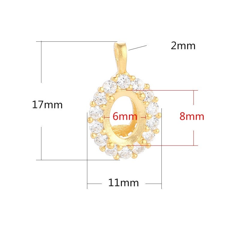 Crystals Oval Base Pendant Blank Setting Sterling Silver Rose Gold Fine 925 6x8 mm For One Stone Gemstone Four Prongs DIY Jewelry Wholesale