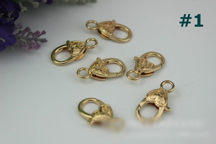 Heart Pattern Swivel Lever Snap Hook 1/10pcs Bag Hardware Metal Spring Trigger Lobster Clasp Clip Light Gold 25 3 mm Purse Handbag Making