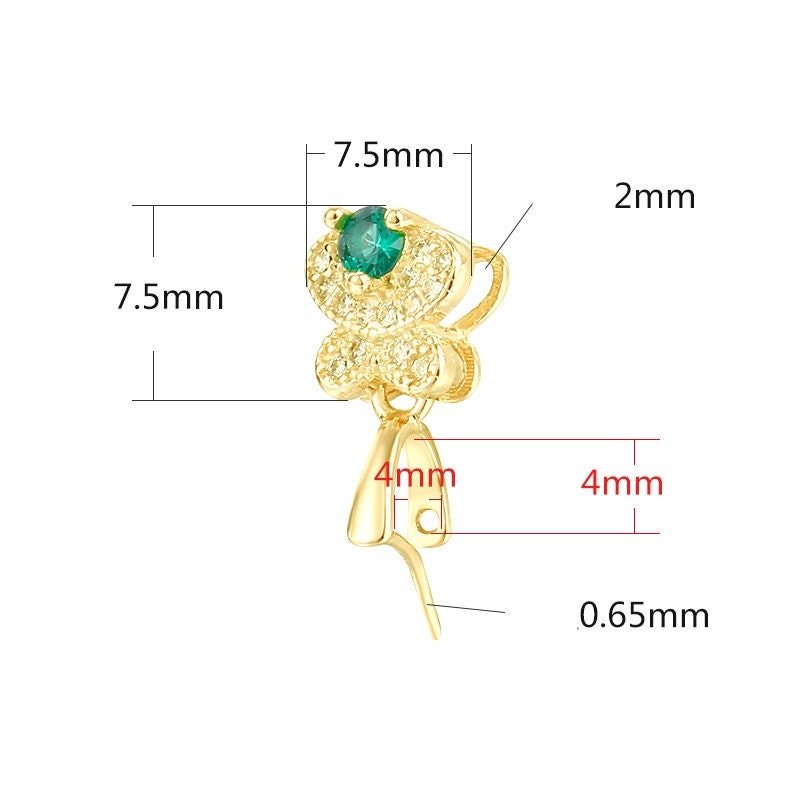 Crystals Flower Buckle Clip Pendant Setting Sterling Silver Rose Gold Fine 925 4x4mm For One Stone Gemstone No Prongs DIY Jewelry Wholesale