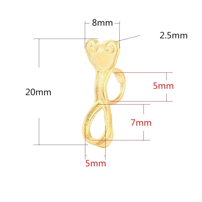 Blank Pendant Setting 18k Gold Vermeil Sterling Silver Heart Buckle Clip 925 5x7 5x5mm Two Gemstones No Prongs DIY Jewelry Wholesale