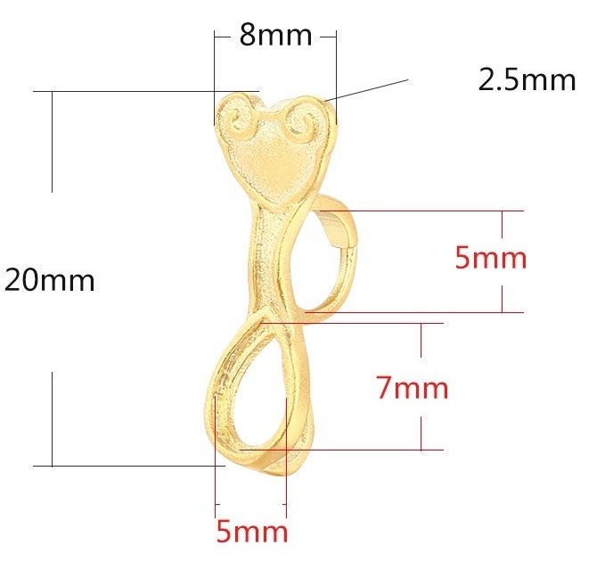 Blank Pendant Setting 18k Gold Vermeil Sterling Silver Heart Buckle Clip 925 5x7 5x5mm Two Gemstones No Prongs DIY Jewelry Wholesale