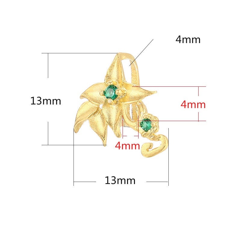 Crystals Flower Buckle Clip Pendant Setting Sterling Silver Rose Gold Fine 925 4x4mm For One Stone Gemstone No Prongs DIY Jewelry Wholesale