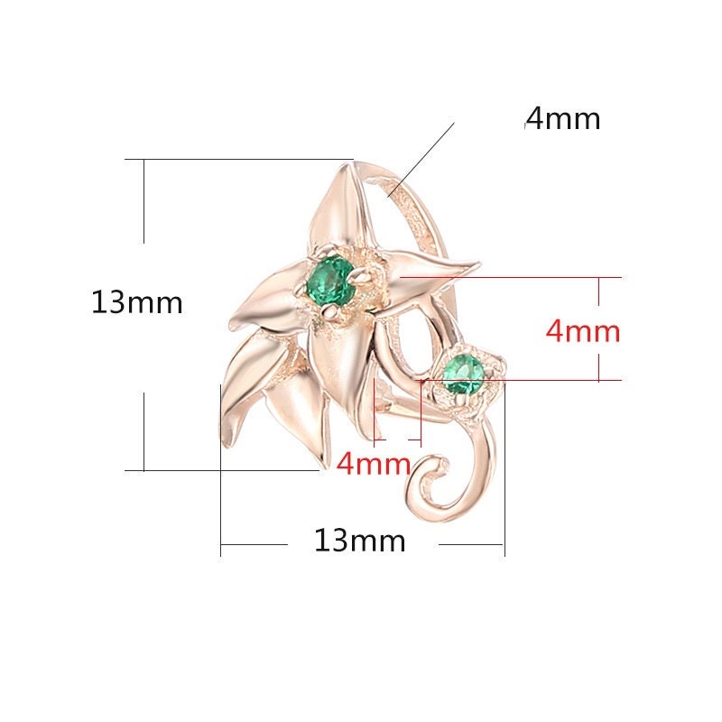 Crystals Flower Buckle Clip Pendant Setting Sterling Silver Rose Gold Fine 925 4x4mm For One Stone Gemstone No Prongs DIY Jewelry Wholesale