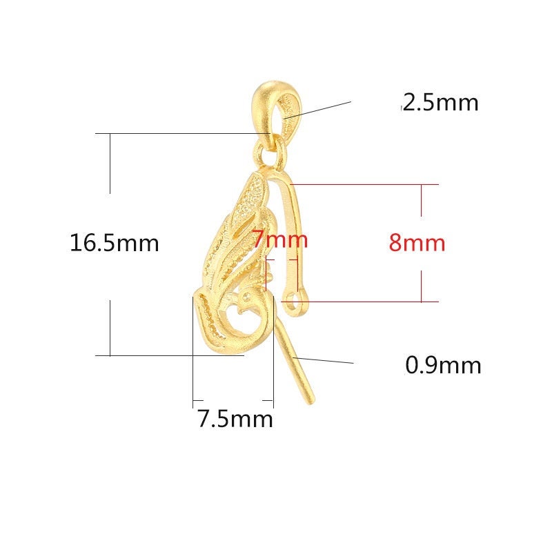 Bird Peacock Buckle Clip Pendant Setting Sterling Silver Rose Gold Fine 925 7x8mm For One Stone Gemstone No Prongs DIY Jewelry Wholesale