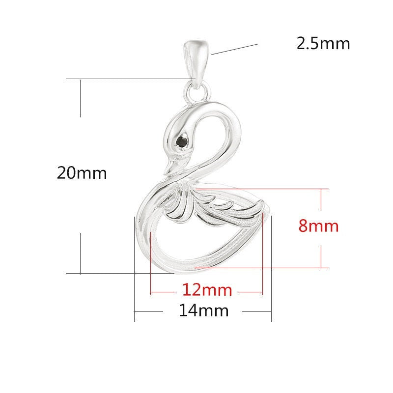 Swan Oval Base Pendant Blank Setting Sterling Silver Rose Gold Fine 925 8x12 mm For One Stone Gemstone No Prongs DIY Jewelry Wholesale