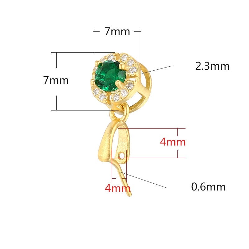 Crystals Round Buckle Clip Pendant Setting Sterling Silver Rose Gold Fine 925 4x4 mm For One Stone Gemstone No Prongs DIY Jewelry Wholesale