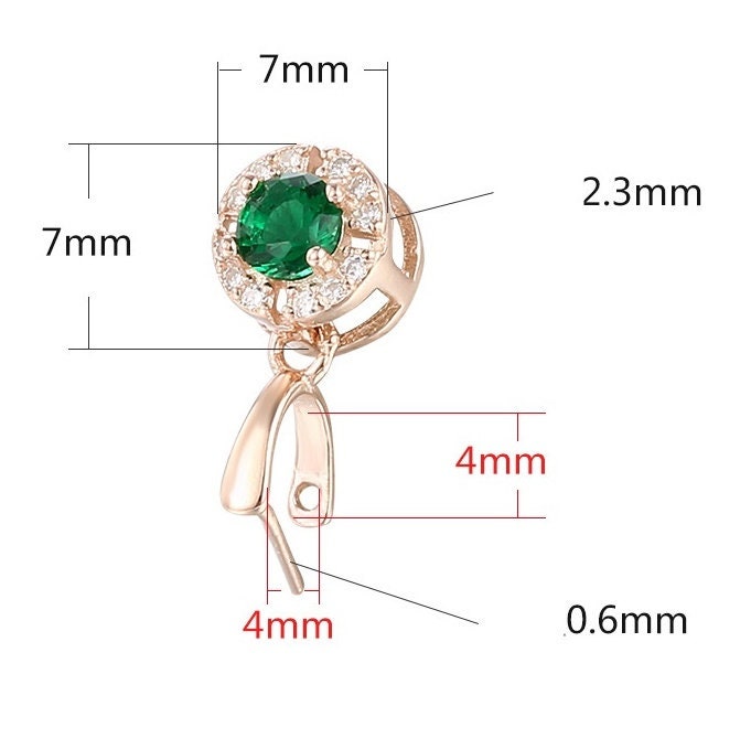 Crystals Round Buckle Clip Pendant Setting Sterling Silver Rose Gold Fine 925 4x4 mm For One Stone Gemstone No Prongs DIY Jewelry Wholesale