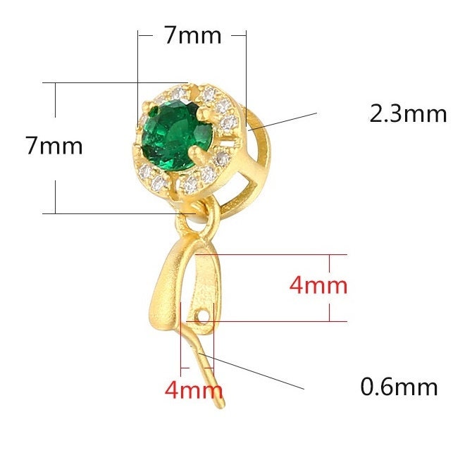 Crystals Round Buckle Clip Pendant Setting Sterling Silver Rose Gold Fine 925 4x4 mm For One Stone Gemstone No Prongs DIY Jewelry Wholesale