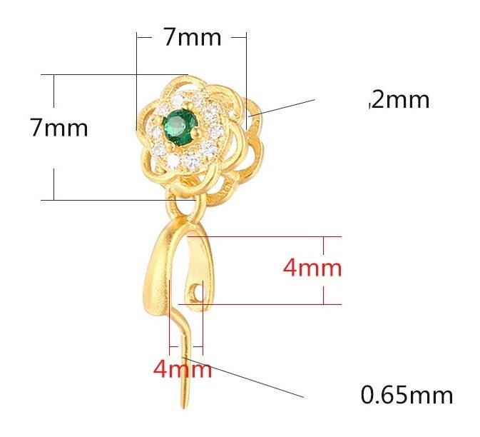 Crystals Flower Buckle Clip Pendant Setting Wholesale Sterling Silver Rose Gold Fine 925 4x4 mm For One Stone Gemstone No Prongs DIY Jewelry