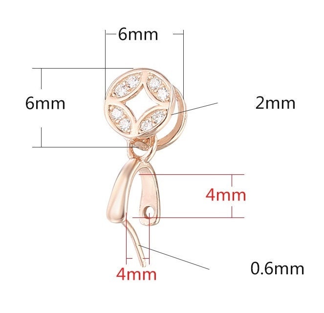 Crystals Round Buckle Clip Pendant Pinch Bail Setting Sterling Silver Rose Gold Fine 925 4x4mm For One Stone Gemstone DIY Jewelry Wholesale