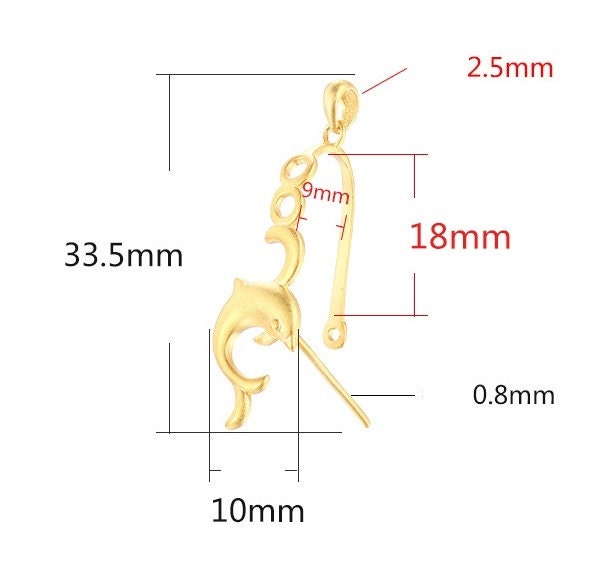 Dolphin Shaped Buckle Clip Pendant Setting Sterling Silver Rose Gold Fine 925 9x18 mm For One Stone Gemstone No Prongs DIY Jewelry Wholesale