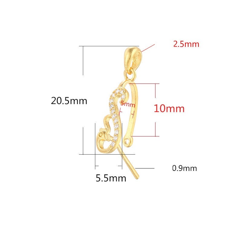 Crystals Bird Buckle Clip Pendant Setting Sterling Silver Rose Gold Fine 925 5x10mm For One Stone Gemstone No Prongs DIY Jewelry Wholesale