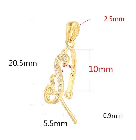 Crystals Bird Buckle Clip Pendant Setting Sterling Silver Rose Gold Fine 925 5x10mm For One Stone Gemstone No Prongs DIY Jewelry Wholesale