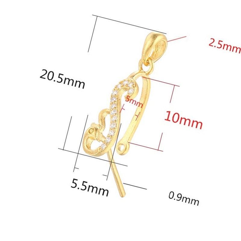 Crystals Bird Buckle Clip Pendant Setting Sterling Silver Rose Gold Fine 925 5x10mm For One Stone Gemstone No Prongs DIY Jewelry Wholesale