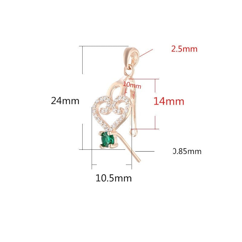 Heart Pendant Setting Sterling Silver Crystals Buckle Clip No Prongs Rose Gold Fine 925 10x14mm For One Stone Gemstone DIY Jewelry Wholesale