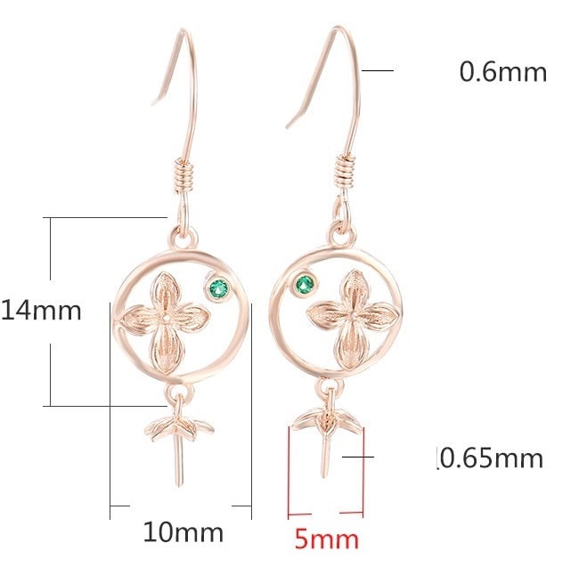 Flower Round Cup Earrings Hook Blank Setting Sterling Silver Gold Bezel Fine 925 5 mm For One Pearl Bead No Prongs DIY Jewelry Wholesale