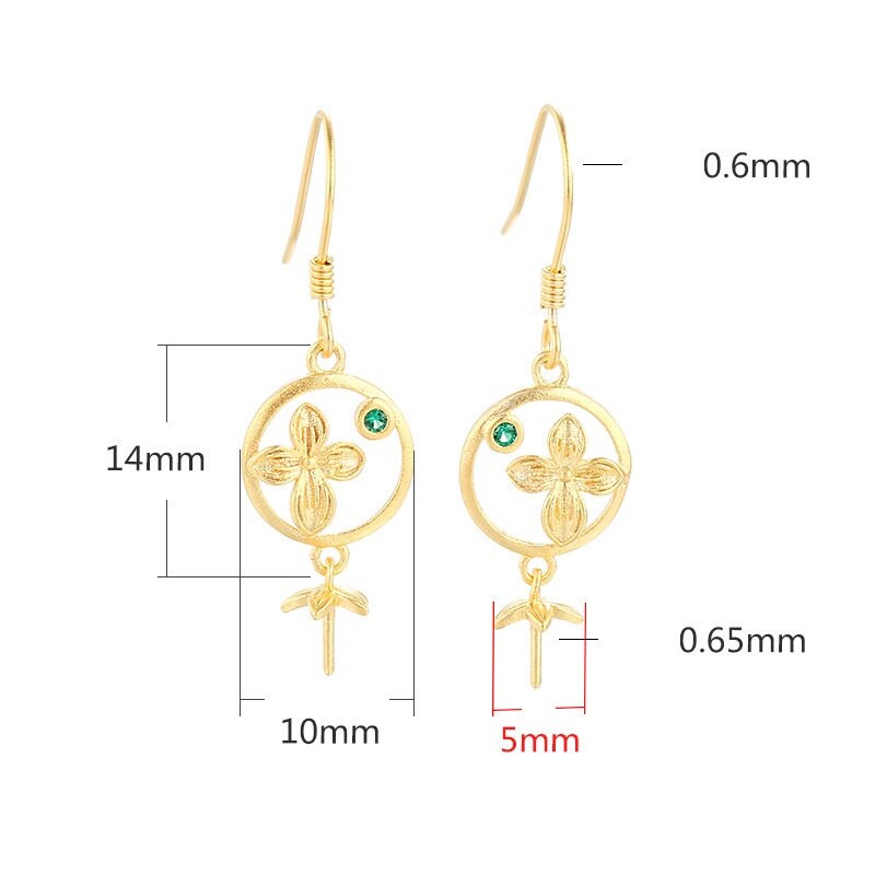 Flower Round Cup Earrings Hook Blank Setting Sterling Silver Gold Bezel Fine 925 5 mm For One Pearl Bead No Prongs DIY Jewelry Wholesale