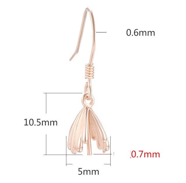 Leaf Cup Earrings Hook Setting Tray Bulk Sterling Silver Rose Gold Fine 925 5mm For One Teardrop-Shape Stone No Prongs DIY Jewelry Wholesale