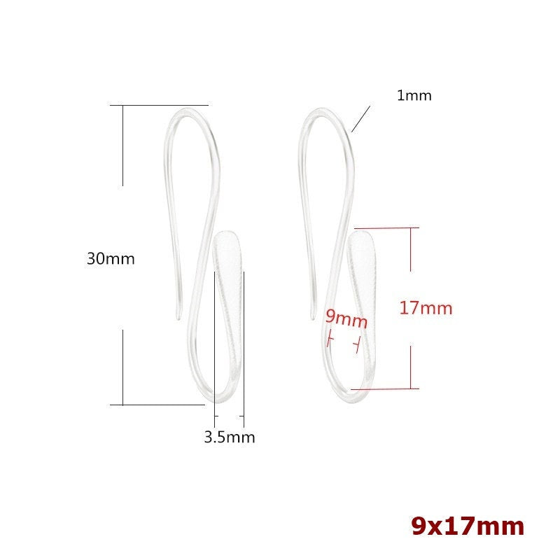 Double Hook Earrings Hook Setting Fine Silver Rose White Gold Sterling 925 9-17 mm For One Stone Gemstone No Prongs DIY Jewelry Wholesale