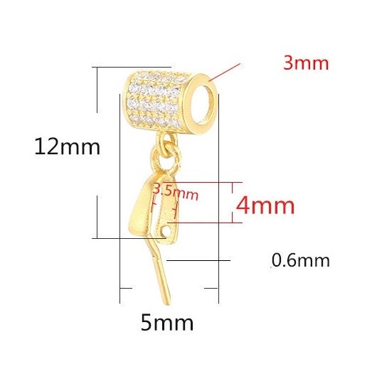 Crystals Rectangle Buckle Clip Pendant Setting Sterling Silver Rose Gold Fine 925 3.5x4 mm For One Stone No Prongs DIY Jewelry Wholesale