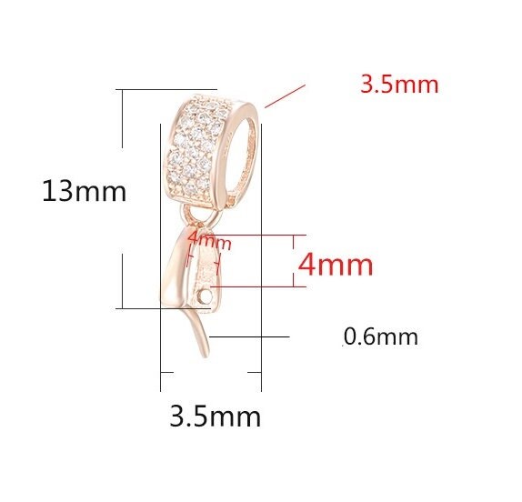 Crystals Rectangle Buckle Clip Pendant Setting Sterling Silver Rose Gold Fine 925 4x4 mm For One Stone No Prongs DIY Jewelry Wholesale