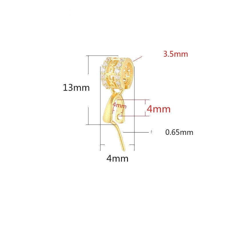 Crystals Rectangle Buckle Clip Pendant Setting Sterling Silver Rose Gold Fine 925 4x4 mm For One Stone No Prongs DIY Jewelry Wholesale