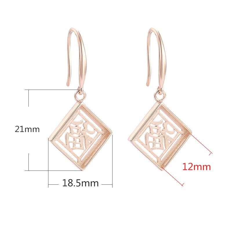 Square Base Earrings Hook Blank Setting Sterling Silver Rose Gold Fine 925 8 10 12 mm For One Stone Gemstone No Prongs DIY Jewelry Wholesale