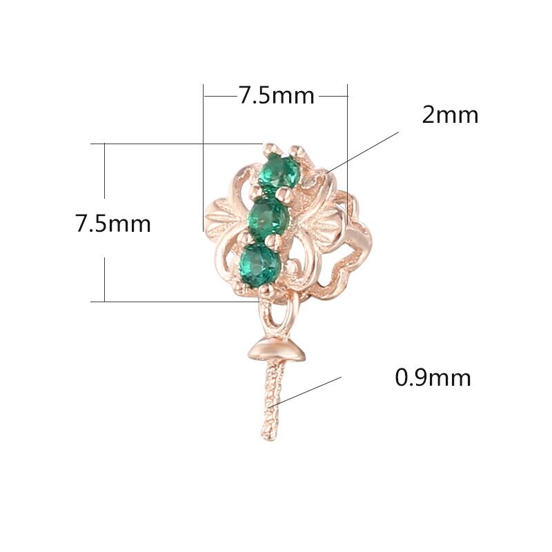 Vintage Flower Pin Base Pendant Setting Sterling Silver Rose Gold Fine 925 6-10 mm For One Pearl Bead No Prongs DIY Jewelry Wholesale