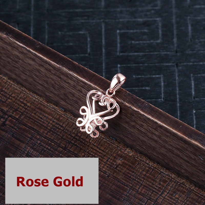 Sterling Silver Rose Gold Heart Buckle Clip Pendant Setting Fine 925 5x10 mm For One Stone Gemstone Pearl No Prongs DIY Jewelry Wholesale