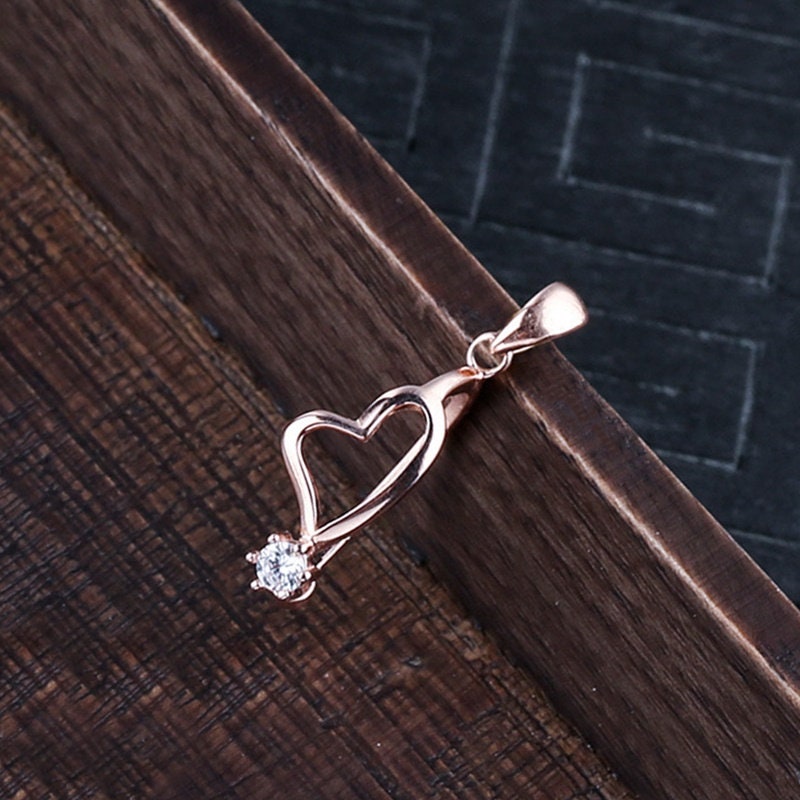 Round Buckle Clip Pendant Setting Sterling Silver Rose Gold Fine 925 11x9 mm For One Stone Gemstone Pearl No Prongs DIY Jewelry Wholesale