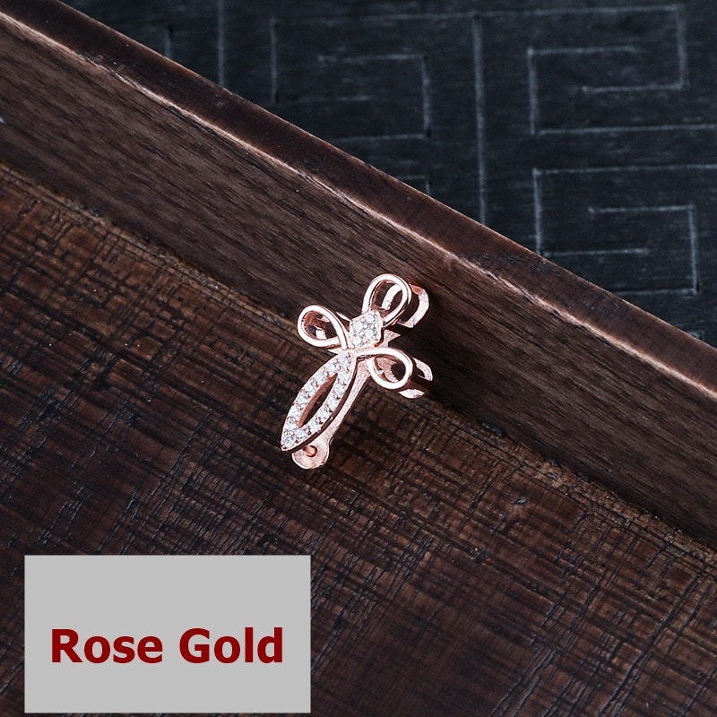 Sterling Silver Rose Gold Round Buckle Clip Pendant Setting Fine 925 3.5x7 mm For One Stone Gemstone Pearl No Prongs DIY Jewelry Wholesale