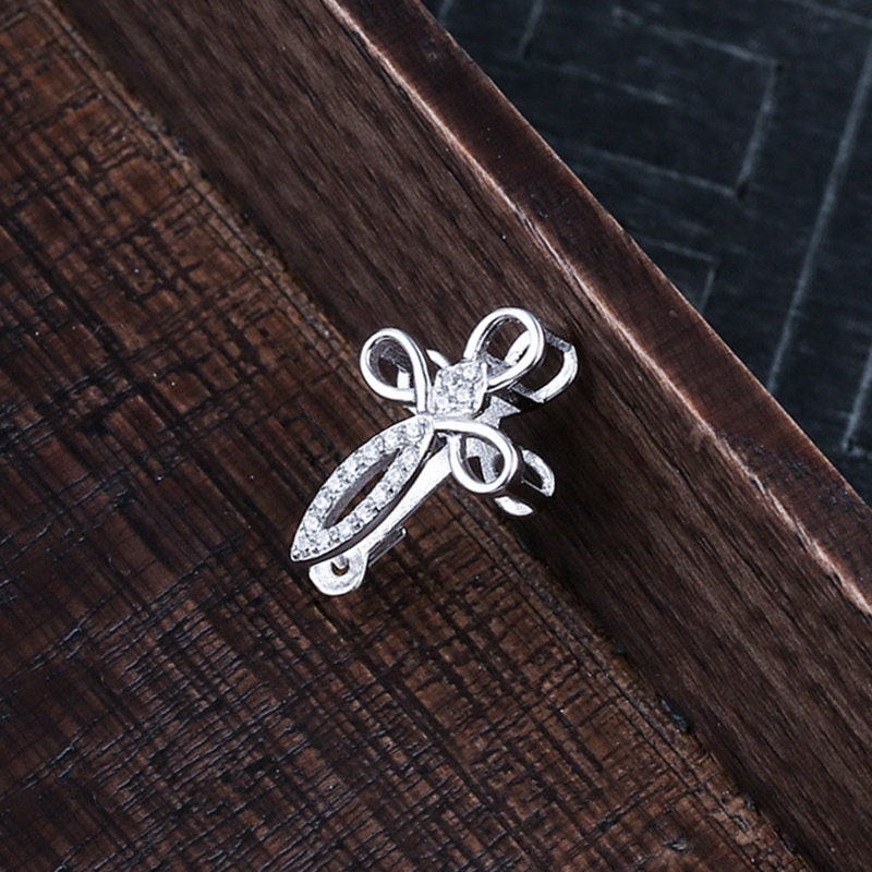 Sterling Silver Rose Gold Round Buckle Clip Pendant Setting Fine 925 3.5x7 mm For One Stone Gemstone Pearl No Prongs DIY Jewelry Wholesale