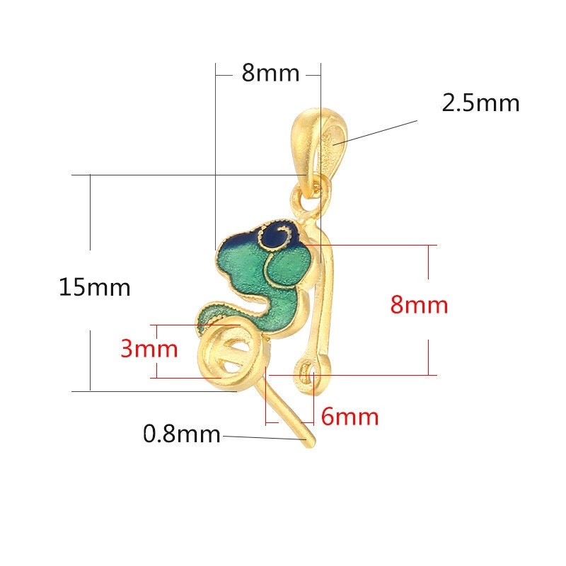 Cloud Fog Round Buckle Clip Pendant Setting Sterling Silver Rose Gold Fine 925 3mm 6x8mm For Two Stones No Prongs DIY Jewelry Wholesale