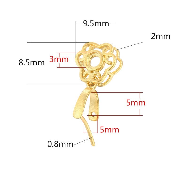 Flower Round Buckle Clip Pinch Bail Bezel Pendant Setting 925 Sterling Silver Rose Gold Fine 3mm 5x5mm For Two Stones DIY Jewelry Wholesale