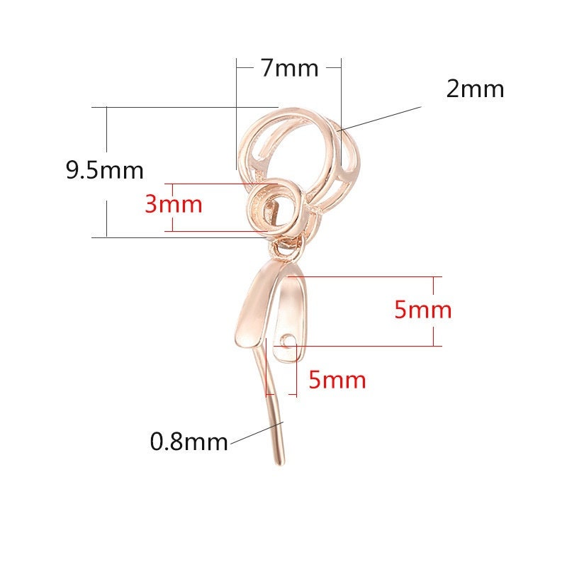 Round Buckle Clip Pendant Setting Tray Sterling Silver Rose Gold Fine 925 3mm 5x5mm For Two Stones Gemstones No Prongs DIY Jewelry Wholesale