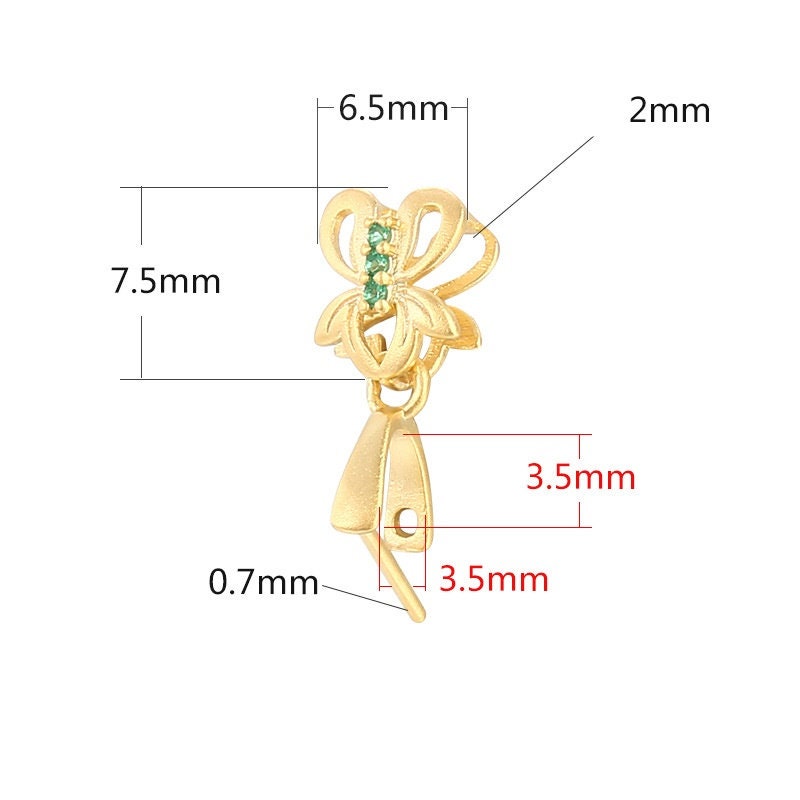 Crystals Flower Buckle Clip Pendant Setting Sterling Silver Rose Gold Fine 925 3.5x3.5mm For One Stone No Prongs DIY Jewelry Wholesale