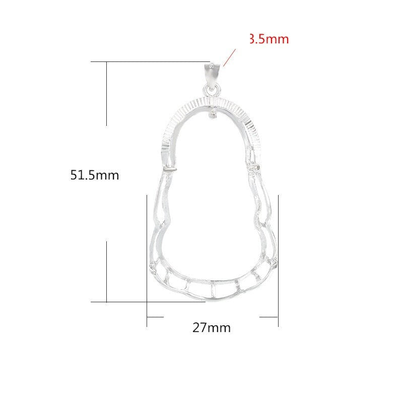 Buddhist Style Pendant Setting Wholesale Sterling Silver White Gold Fine 925 25x41mm For One Stone Gemstone Four Prongs DIY Jewelry