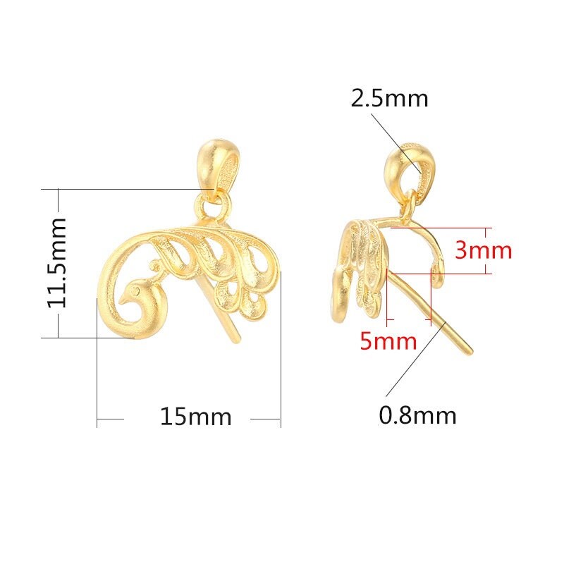 Bird Peacock Buckle Clip Pendant Setting Sterling Silver Rose Gold Fine 925 3x5mm For One Stone Gemstone No Prongs DIY Jewelry Wholesale