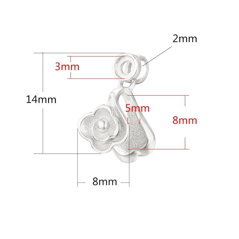 Flower Round Buckle Clip Pendant Setting Sterling Silver Rose Gold Fine 925 3mm 5x8mm For Two Stones No Prongs DIY Jewelry Wholesale