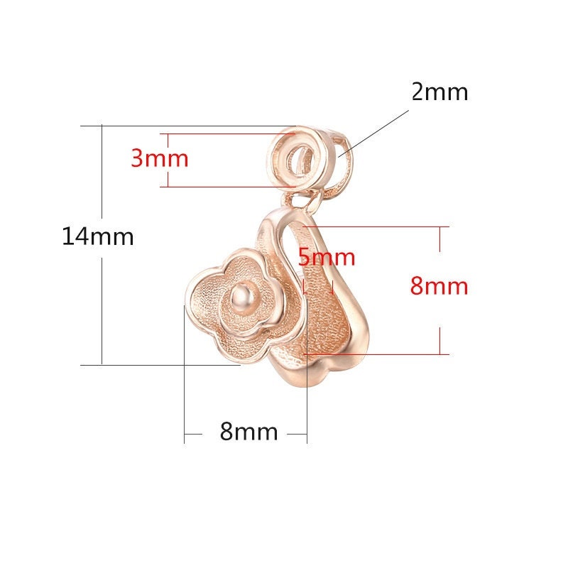 Flower Round Buckle Clip Pendant Setting Sterling Silver Rose Gold Fine 925 3mm 5x8mm For Two Stones No Prongs DIY Jewelry Wholesale