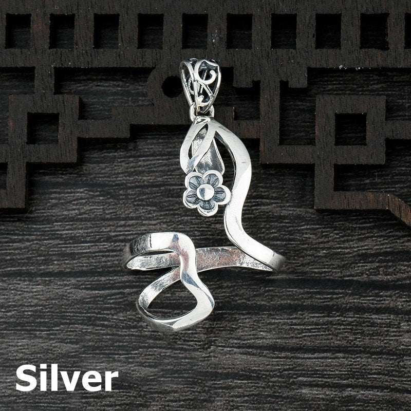 Flower Holder Pendant No Prongs Setting Sterling Silver White Gold Fine 925 24x34mm For One Stone Gemstone Adjustable DIY Jewelry Wholesale