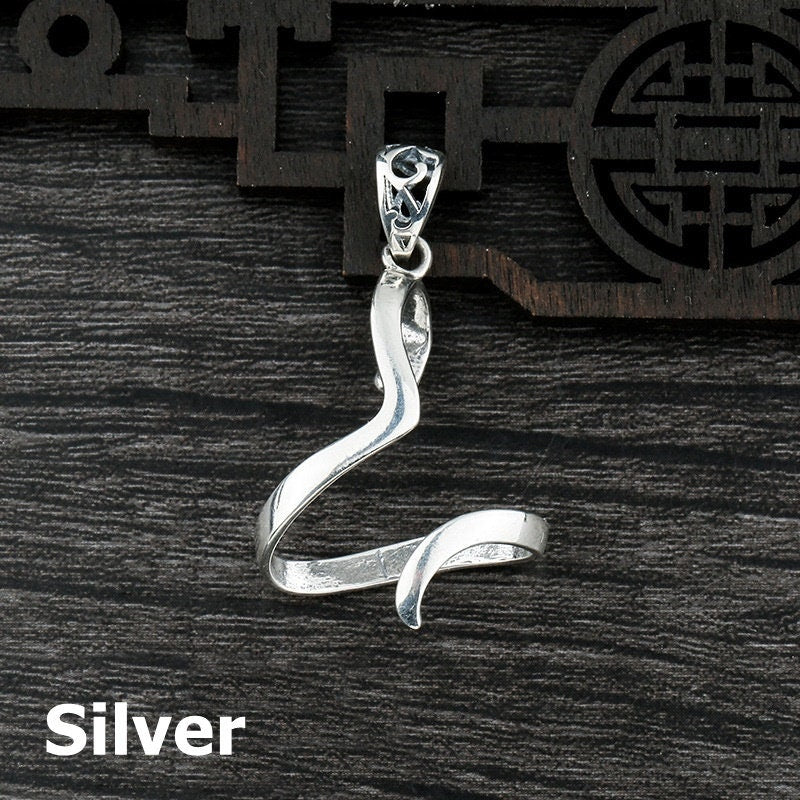 Freeform Wrap Pendant Setting 925 Sterling Silver Wave Holder White Gold Fine 22x34mm For One Stone Gemstone No Prong Adjustable DIY Jewelry