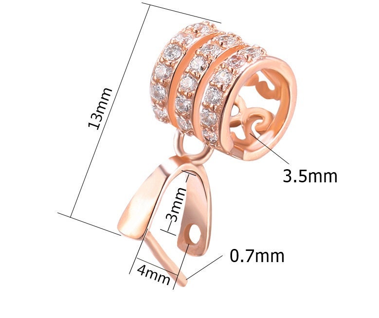 Sterling Silver Rose Gold Round Buckle Clip Pendant Setting Base Fine 925 3x4 mm For 1 Stone Gemstone Pearl No Prongs DIY Jewelry Wholesale