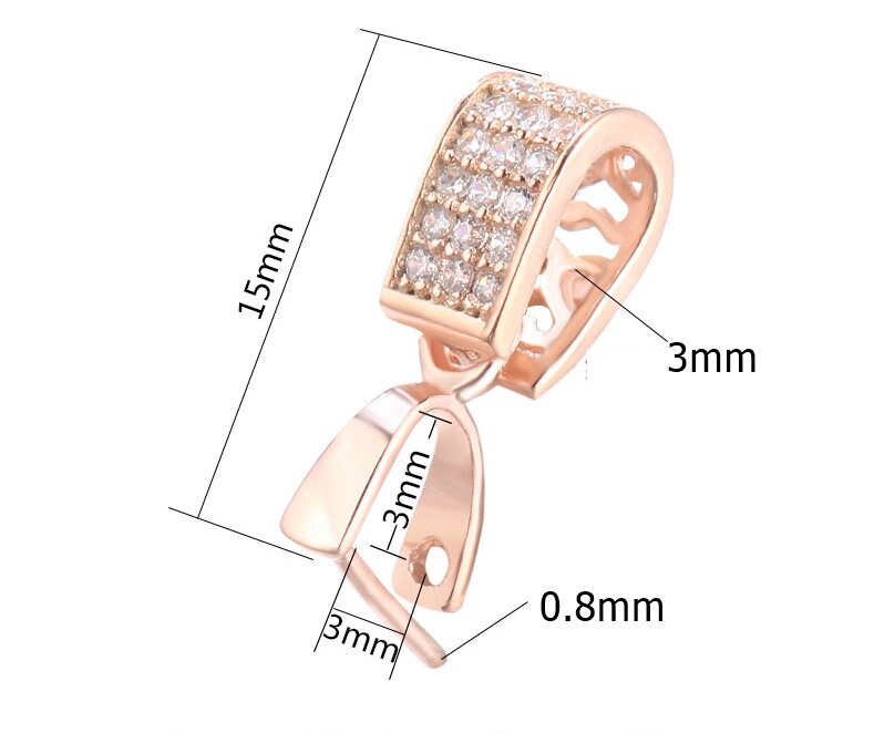 Sterling Silver Rose Gold Crystals Buckle Clip Pendant No Prongs Setting Fine 925 3x3 mm For One Stone Gemstone Pearl DIY Jewelry Wholesale