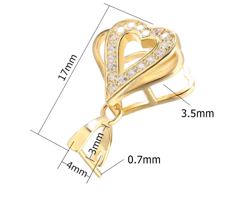 Heart Pendant Setting Buckle Clip Fine Sterling Silver Rose Gold Crystals 925 3x4 mm For One Stone Pearl No Prongs DIY Jewelry Wholesale